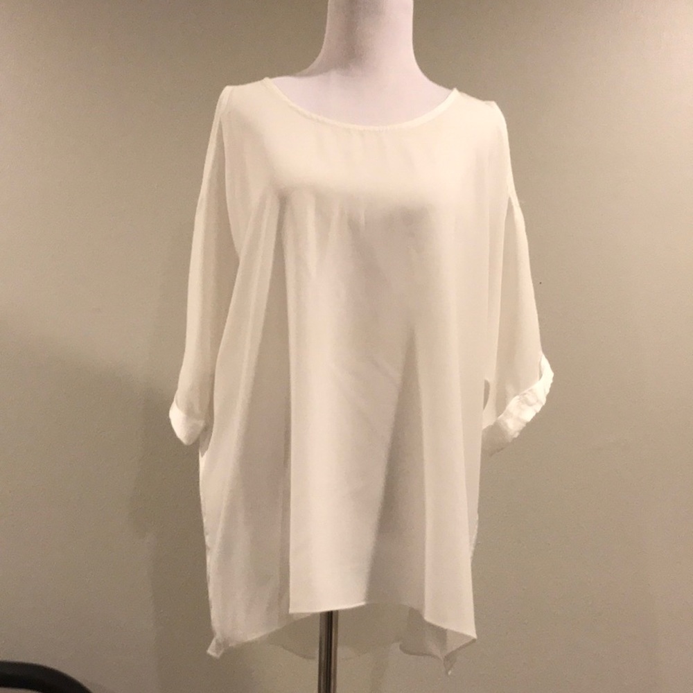 Ivory cold shoulder blouse